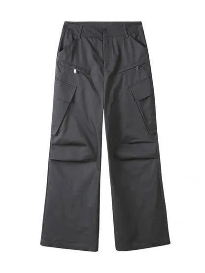 Gray Parachute Pants - y2k-core - Gray Y2K Streetwear Parachute Pants for Comfort