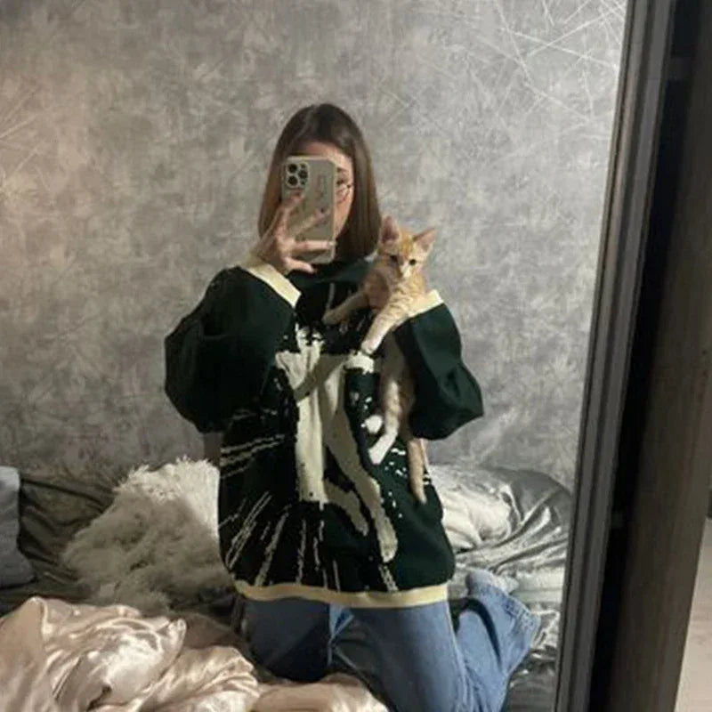 Green Knit - green knit - Y2K Green Knit Sweater for Stylish Comfort