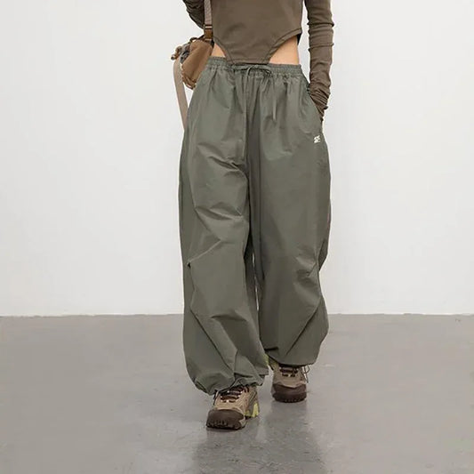 Green Parachute Pants - parachute pants - Y2K Green Parachute Pants for Casual Street Style