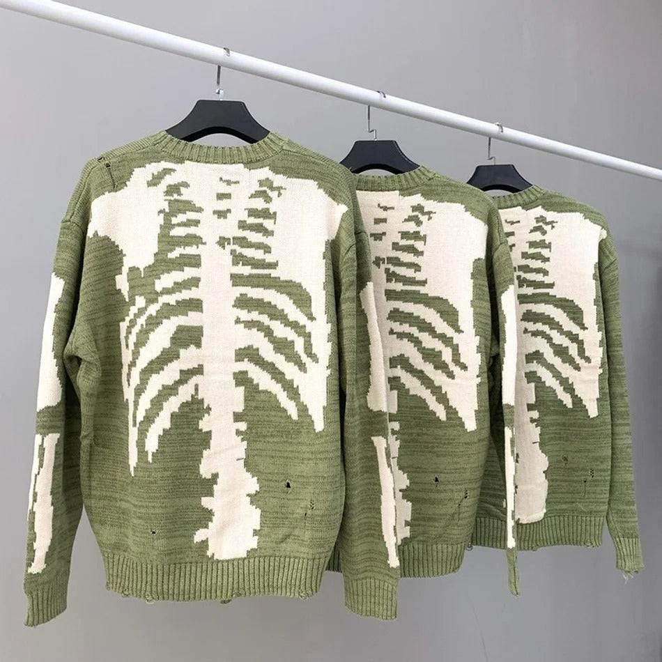 Green skeleton sweater - green sweater - Trendy Green Skeleton Sweater for Casual Style