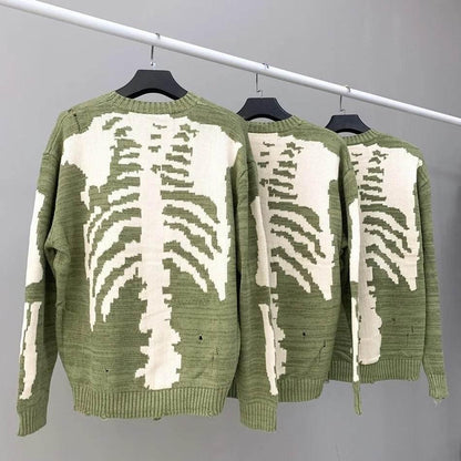 Green skeleton sweater - green sweater - Trendy Green Skeleton Sweater for Casual Style