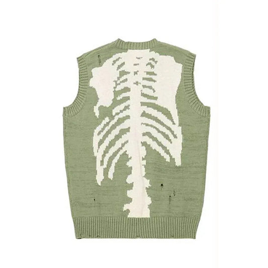 Green skeleton sweater - unique knitted sweater - Trendy Green Skeleton Sweater for Casual Style