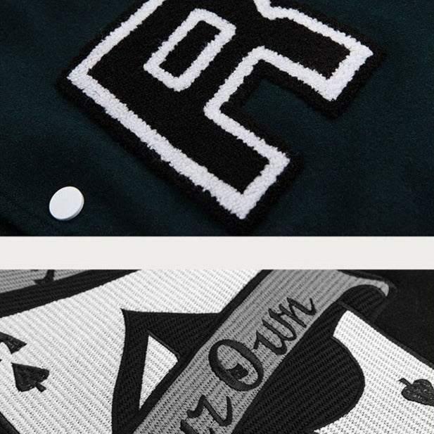 Green varsity jacket -  cotton jacket - Green Varsity Jacket for Y2K Streetwear Style