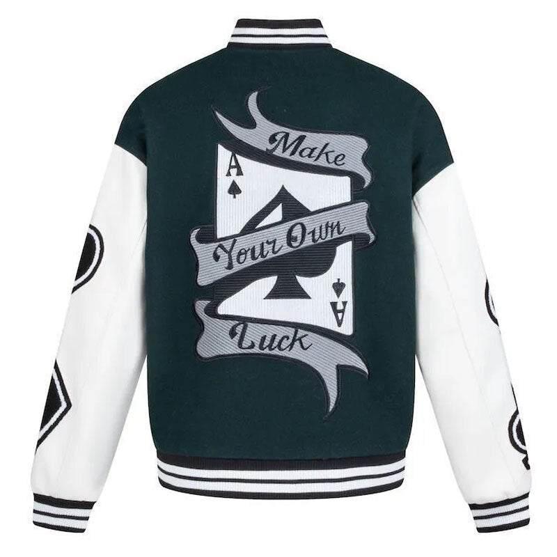 Green varsity jacket - y2k-core - Green Varsity Jacket for Y2K Streetwear Style