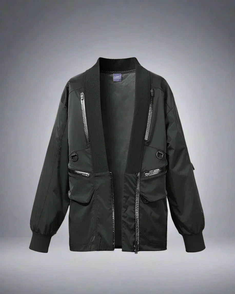 High-Tech Cyberpunk Utility Coat -  black jacket - Stylish Waterproof Cyberpunk Utility Coat