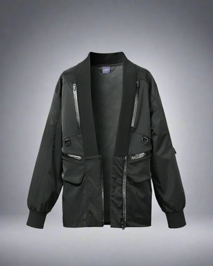 High-Tech Cyberpunk Utility Coat -  black jacket - Stylish Waterproof Cyberpunk Utility Coat
