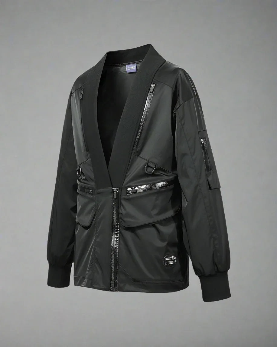 High-Tech Cyberpunk Utility Coat -  black jacket - Stylish Waterproof Cyberpunk Utility Coat