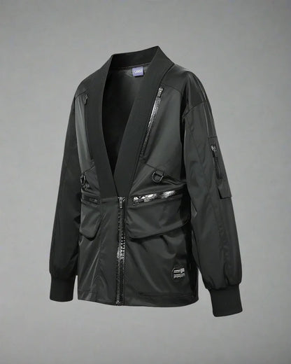 High-Tech Cyberpunk Utility Coat -  black jacket - Stylish Waterproof Cyberpunk Utility Coat