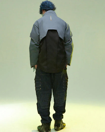 High-Tech Multi-Pocket Jacket - jackets - Futuristic Multi-Pocket Jacket in Blue and Orange