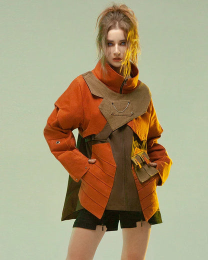High-Tech Multi-Pocket Jacket - techwear-core - Futuristic Multi-Pocket Jacket in Blue and Orange