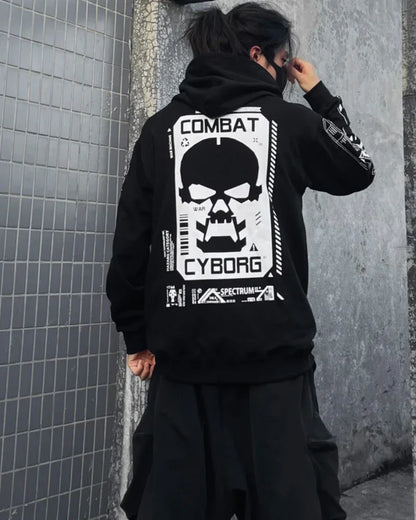 High-Tech Skull Graphic Hoodie - futuristic streetwear - High-Tech Skull Graphic Hoodie for Ultimate Comfort