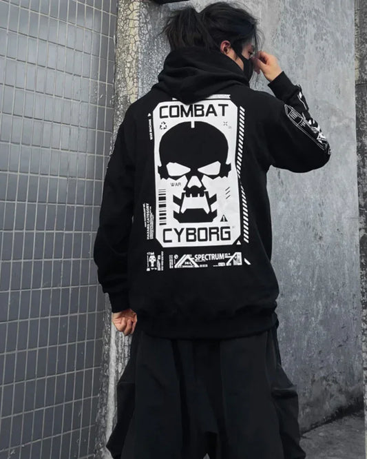 High-Tech Skull Graphic Hoodie - futuristic streetwear - High-Tech Skull Graphic Hoodie for Ultimate Comfort