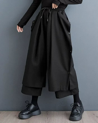 High-Waisted Wide Leg Pants -  elastic waist pants - High-Waisted Wide Leg Pants for Women
