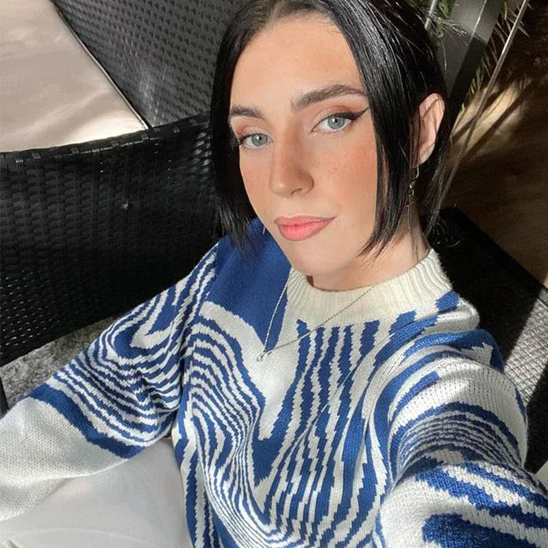 Knit Stripe -  bold stripe pattern - Knit Stripe Y2K Streetwear Top for Bold Looks
