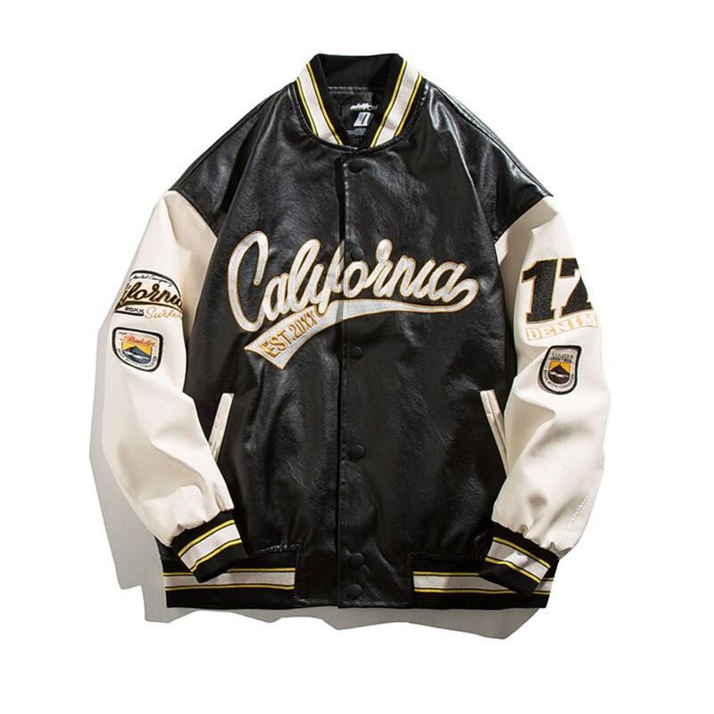 Leather varsity jacket - high-quality leather jacket - Stylish Leather Varsity Jacket for Everyday Use