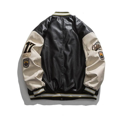 Leather varsity jacket -  leather jacket - Stylish Leather Varsity Jacket for Everyday Use