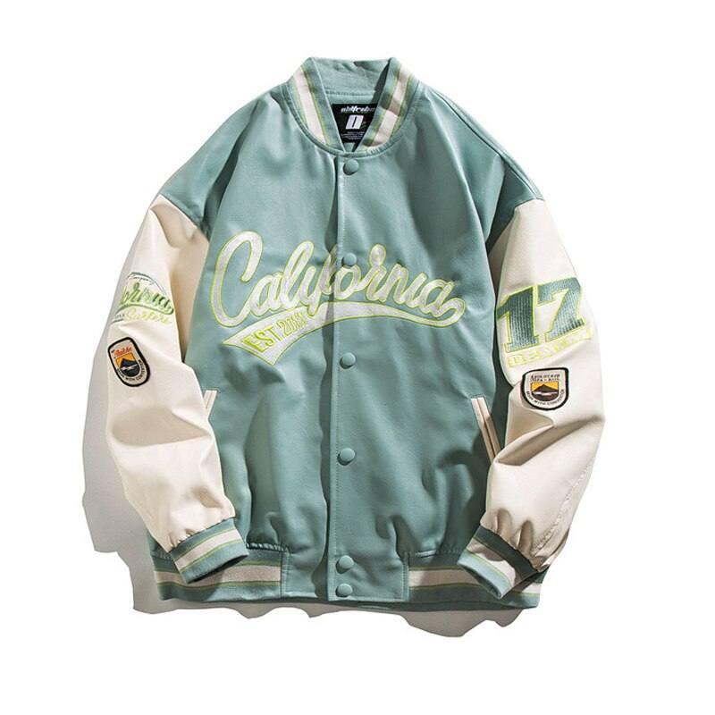 Leather varsity jacket - y2k-core - Stylish Leather Varsity Jacket for Everyday Use