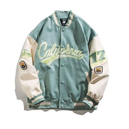 Leather varsity jacket - y2k-core - Stylish Leather Varsity Jacket for Everyday Use