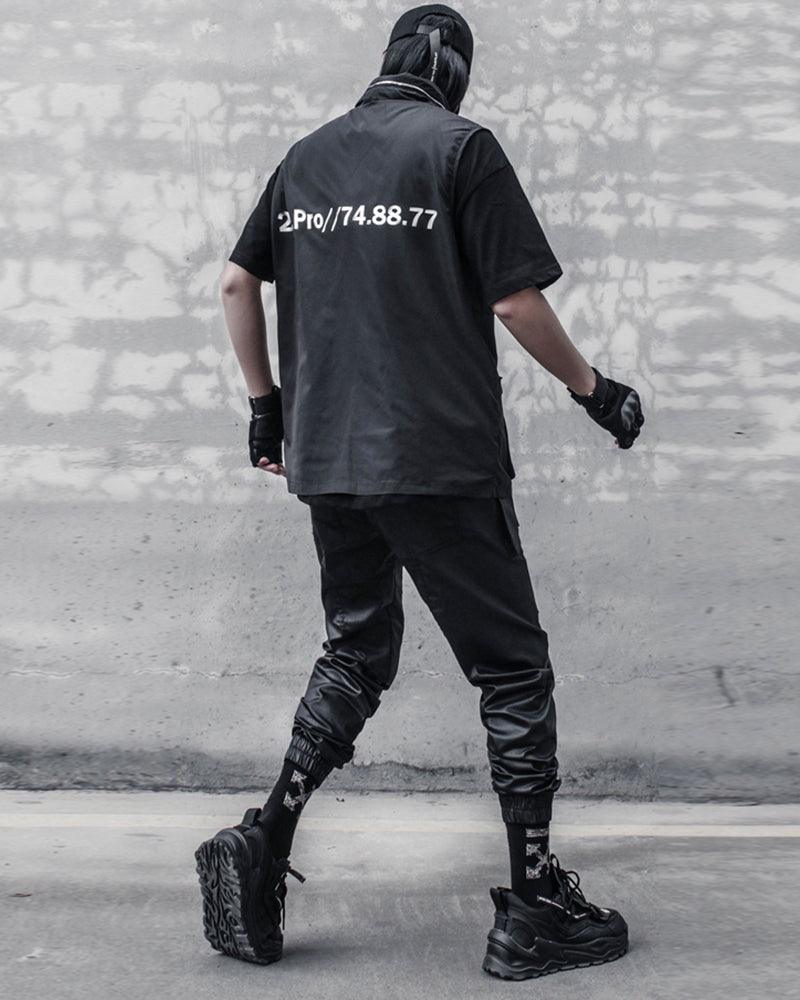 Chic Black Waxed Cargo Trousers