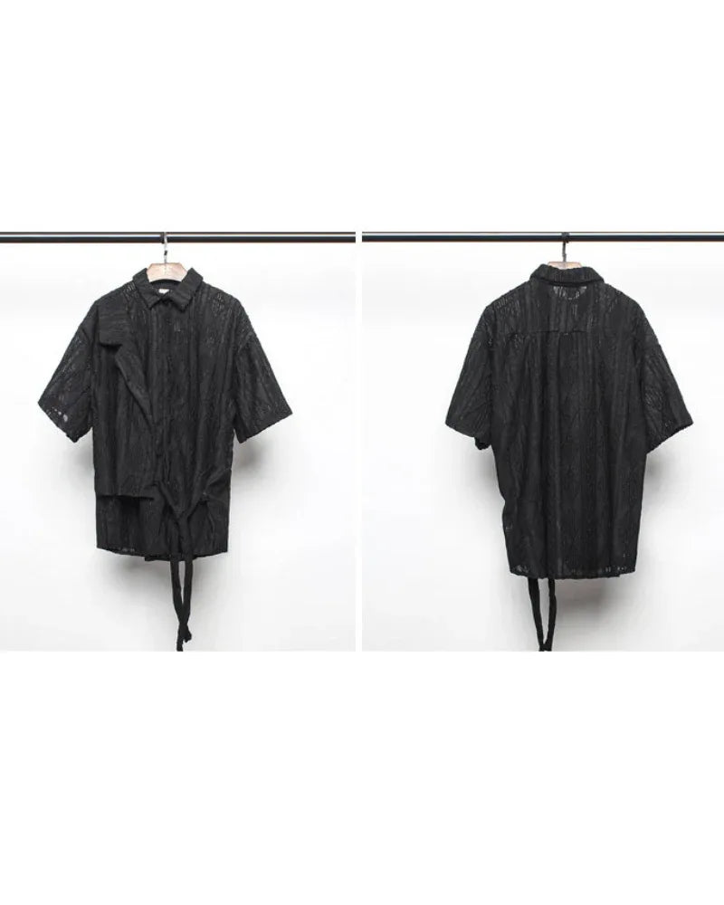 Light and Breezy Short Tee -  modern hollow-out pattern - Light and Breezy Short Tee for Everyday Comfort