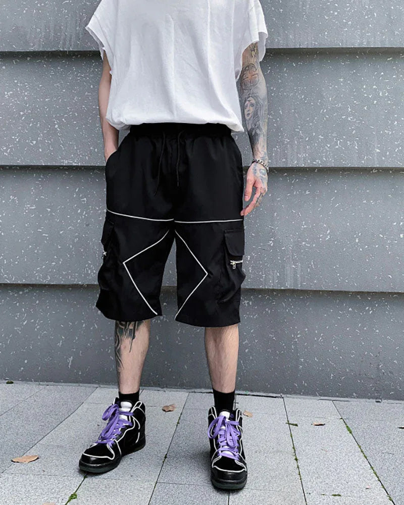 Lightweight Reflective Cargo Shorts - reflective cargo shorts - Lightweight Reflective Cargo Shorts for Comfort