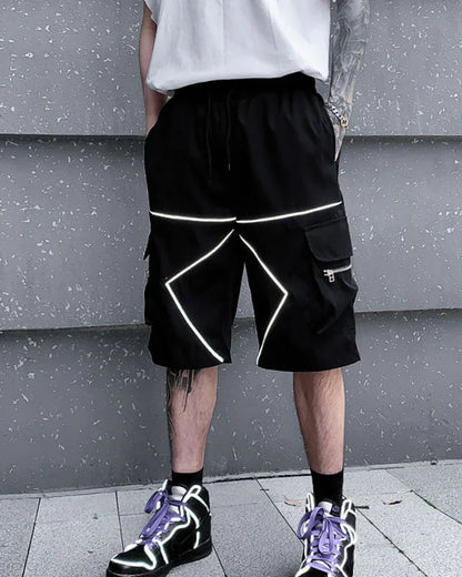 Lightweight Reflective Cargo Shorts - reflective shorts - Lightweight Reflective Cargo Shorts for Comfort