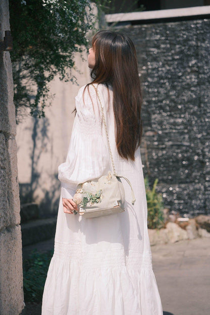 Lovely Floral Butterfly Bucket Bag - bucket bag - Floral Butterfly Bucket Bag in Sage Green