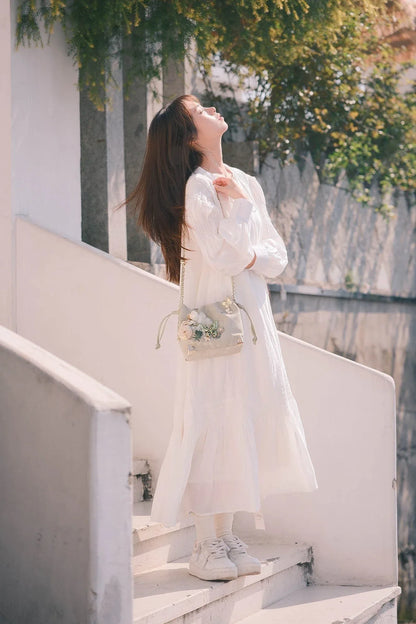 Lovely Floral Butterfly Bucket Bag -  butterfly bag - Floral Butterfly Bucket Bag in Sage Green
