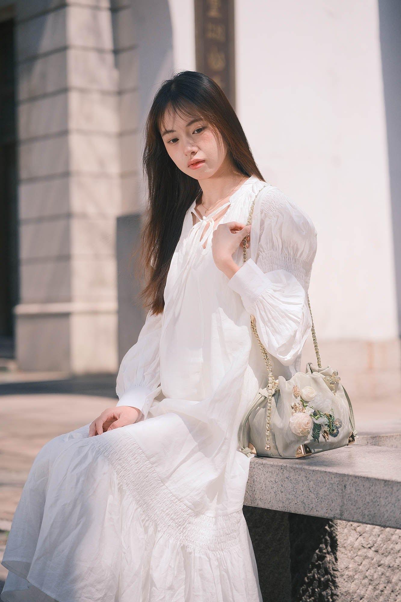 Lovely Floral Butterfly Bucket Bag - convertible bucket bag - Floral Butterfly Bucket Bag in Sage Green