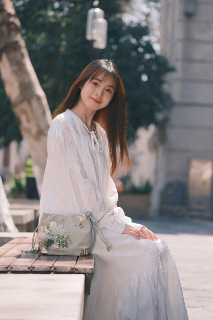 Lovely Floral Butterfly Bucket Bag -  sage green bag - Floral Butterfly Bucket Bag in Sage Green