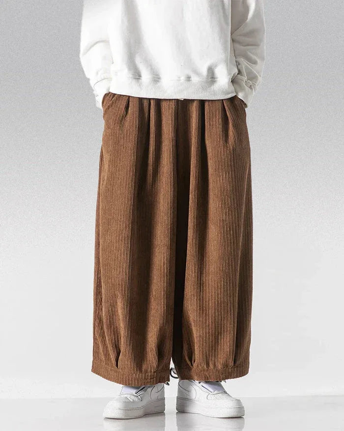 Luxe Velvet Hakama Pants -  loose fit - Luxe Velvet Hakama Pants for Effortless Style