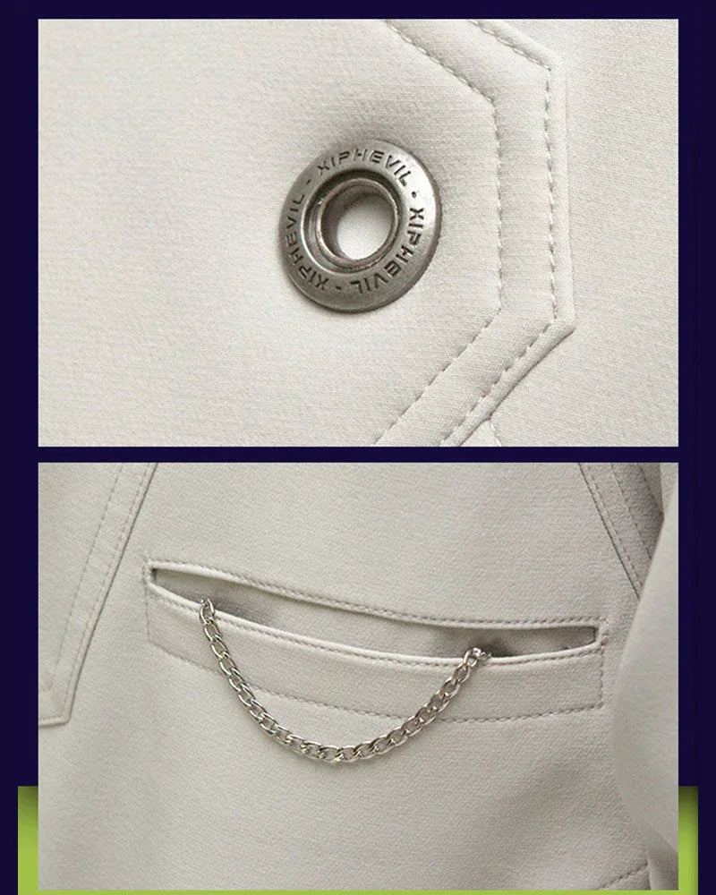 Magnetic Buckle Tech Suit -  futuristic jacket - Magnetic Buckle Tech Suit for Modern Comfort