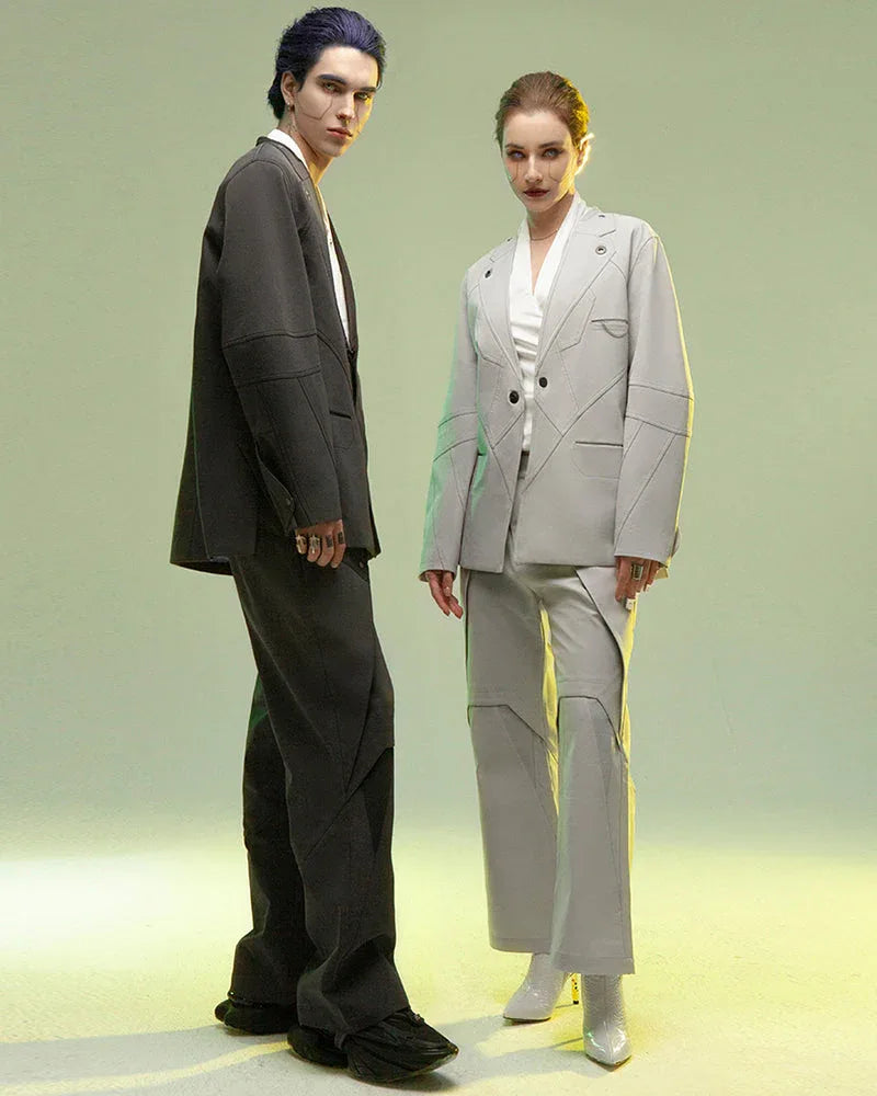 Magnetic Buckle Tech Suit -  futuristic jacket - Magnetic Buckle Tech Suit for Modern Comfort
