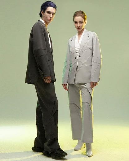 Magnetic Buckle Tech Suit -  futuristic jacket - Magnetic Buckle Tech Suit for Modern Comfort