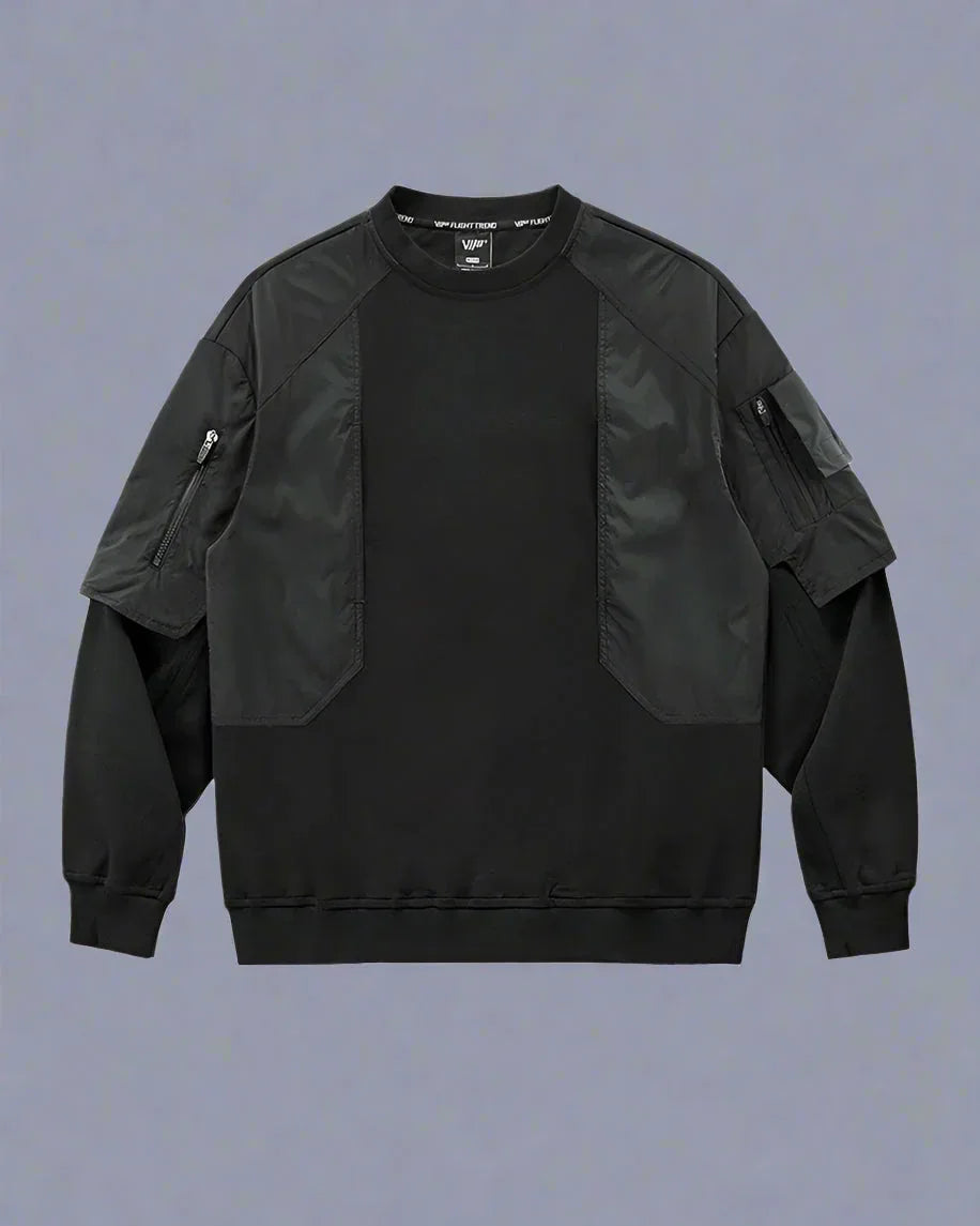 Modern Layered Sweatshirt Design - cyberpunk sweatshirt - Stylish Cyberpunk-Inspired Layered Sweatshirt