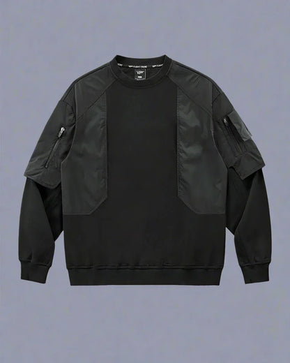 Modern Layered Sweatshirt Design - cyberpunk sweatshirt - Stylish Cyberpunk-Inspired Layered Sweatshirt