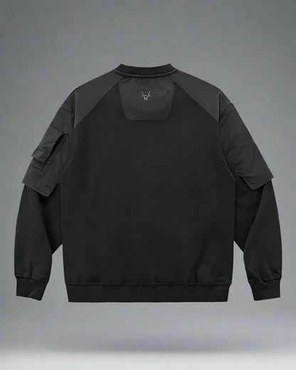Modern Layered Sweatshirt Design - sweatshirt - Stylish Cyberpunk-Inspired Layered Sweatshirt