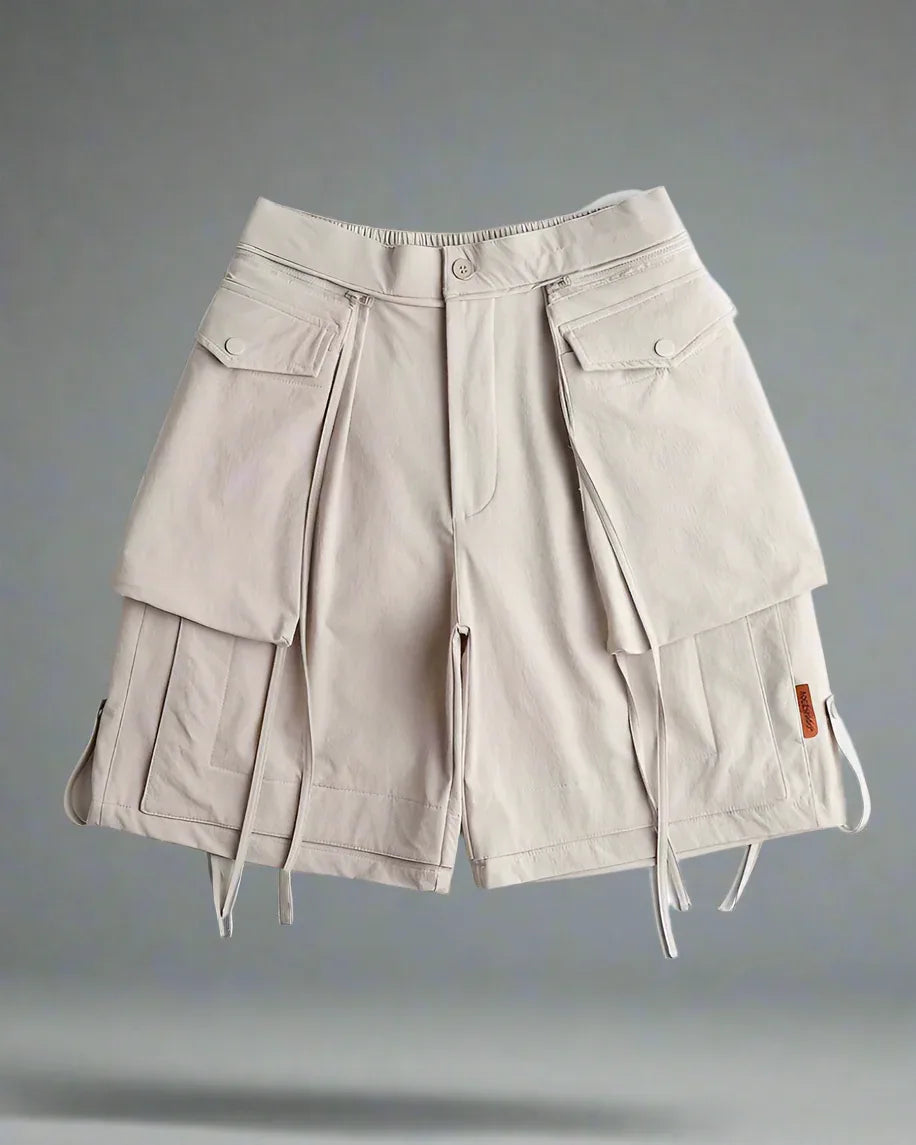 Multi-Functional Cargo Pocket Shorts - modular side pockets - Stylish Cargo Pocket Shorts with Detachable Pockets