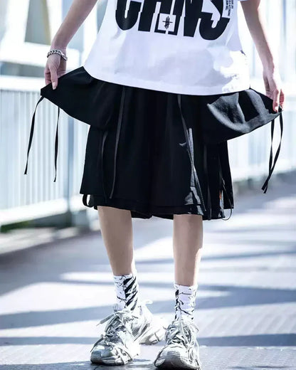 Multi-Functional Cargo Pocket Shorts -  urban exploration shorts - Stylish Cargo Pocket Shorts with Detachable Pockets