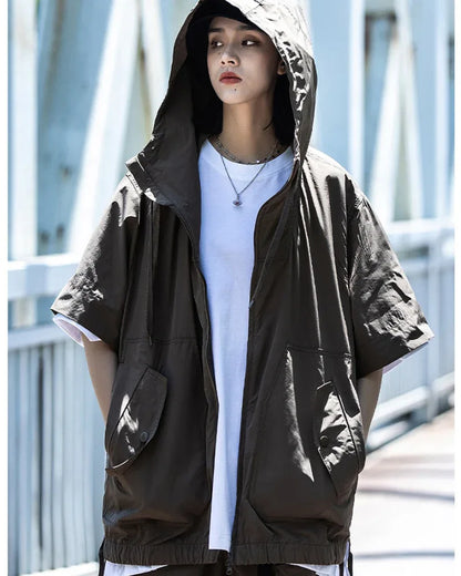 Multi-Functional Jacket and Shorts Duo -  unisex clothing - Versatile Cargo Jacket and Shorts Set for Outdoor