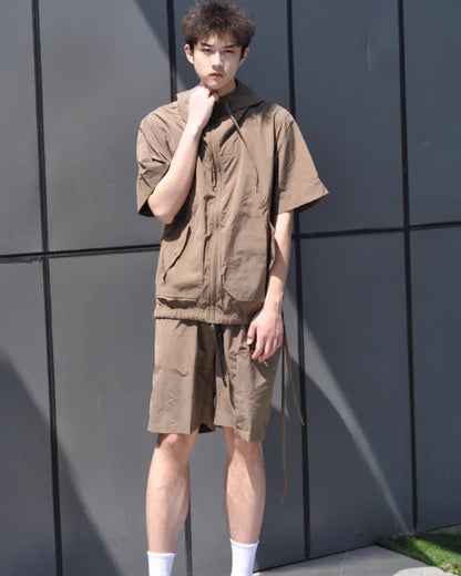 Multi-Functional Jacket and Shorts Duo -  versatile shorts and jacket - Versatile Cargo Jacket and Shorts Set for Outdoor