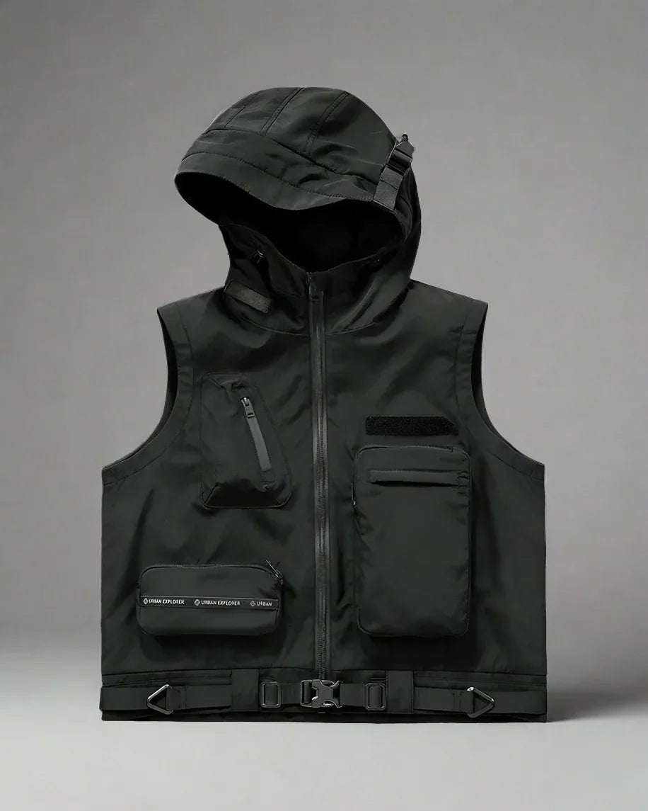 Multi-Pocket Hooded Cargo Vest - cargo vest - Multi-Pocket Hooded Cargo Vest for Everyday Use