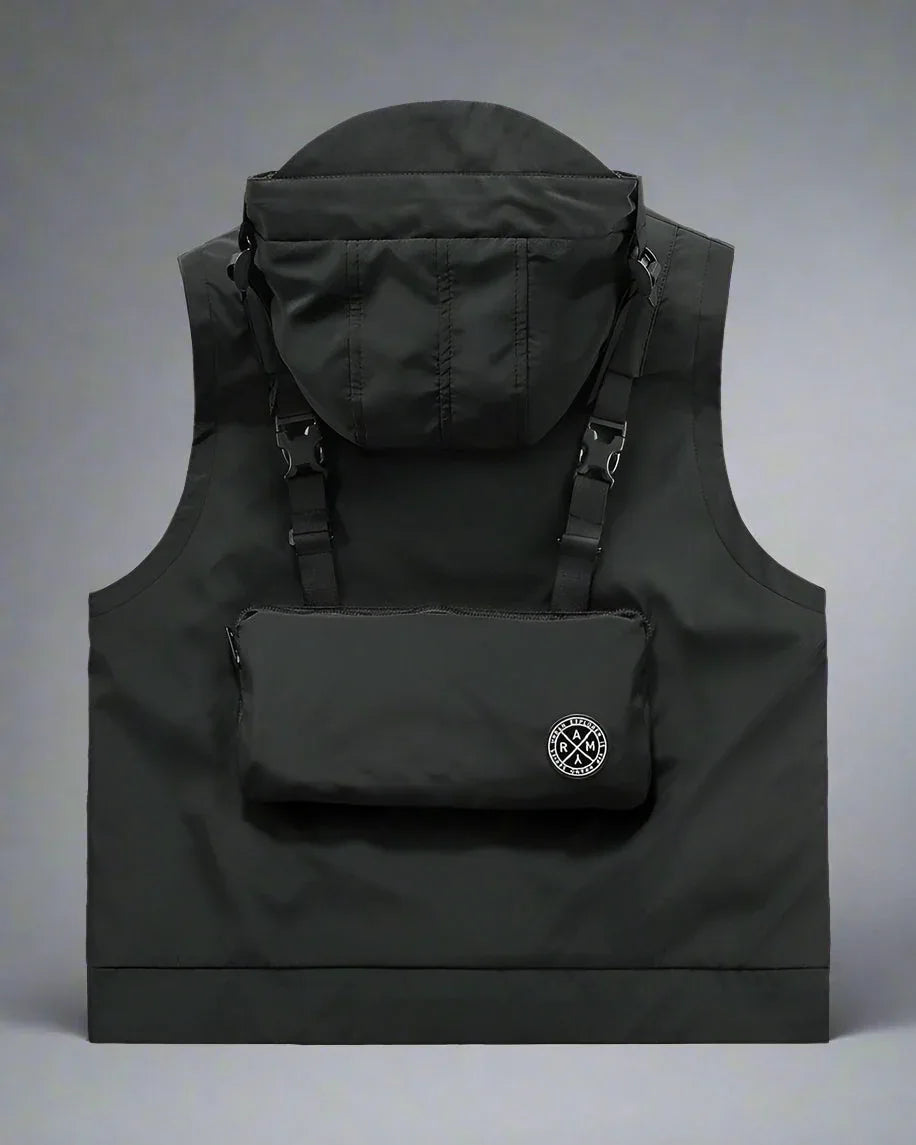 Multi-Pocket Hooded Cargo Vest -  multi-pocket - Multi-Pocket Hooded Cargo Vest for Everyday Use