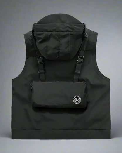 Multi-Pocket Hooded Cargo Vest -  multi-pocket - Multi-Pocket Hooded Cargo Vest for Everyday Use