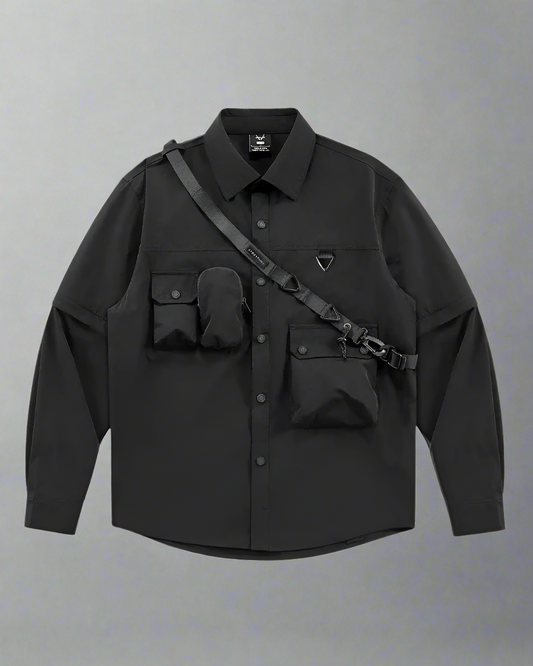 Multi-Use Pocket Lanyard Top - detachable sleeve shirt - Versatile Multi-Use Pocket Lanyard Top