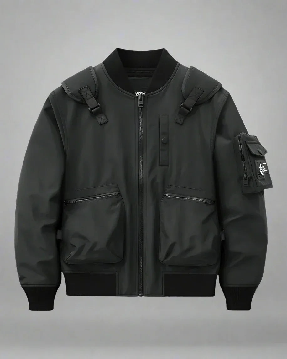 Multifunctional Bomber Jacket & Backpack - bomber jacket - Multifunctional Bomber Jacket in Black