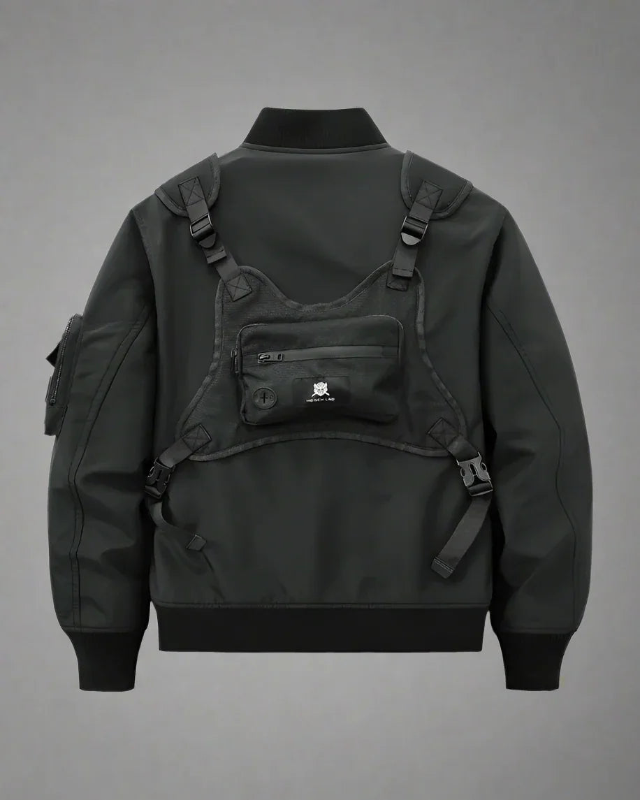 Multifunctional Bomber Jacket & Backpack - techwear jacket - Multifunctional Bomber Jacket in Black