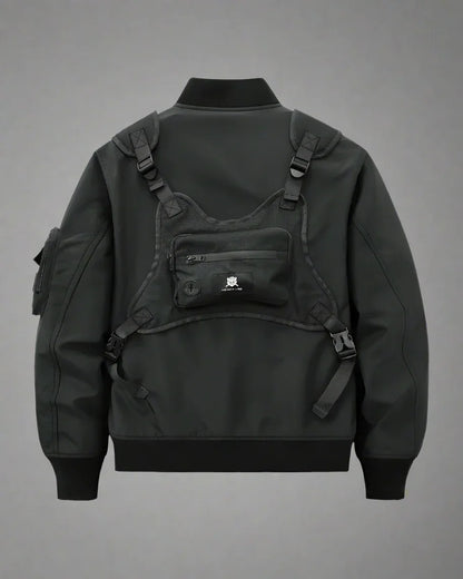 Multifunctional Bomber Jacket & Backpack - techwear jacket - Multifunctional Bomber Jacket in Black
