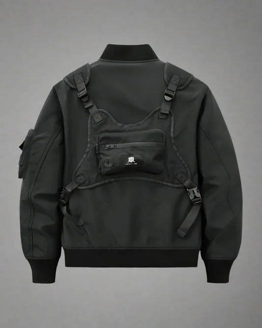 Multifunctional Bomber Jacket & Backpack - techwear jacket - Multifunctional Bomber Jacket in Black