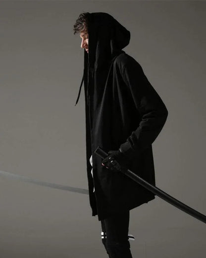 Mystic Shadow Hooded Cloak -  black cloak - Black Hooded Cloak with Futuristic Style